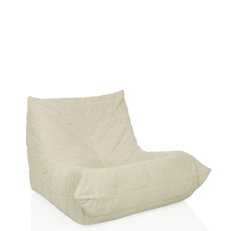 Beige Loungelænestol Sitzolo med corduroy-betræk og quiltet struktur fra hjh LIVING