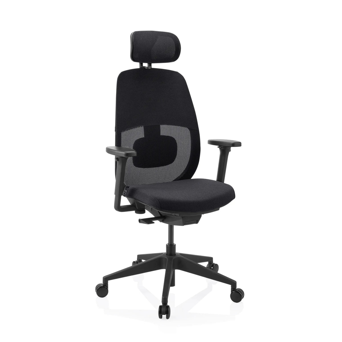 Professionel kontorstol Skandis Pro i sort med nakkestøtte og netryg fra hjh OFFICE