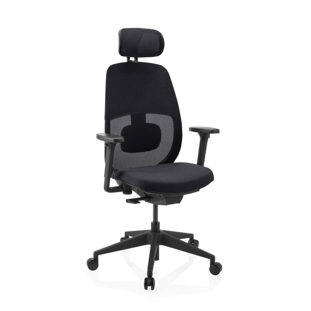 Professionel kontorstol Skandis Pro i sort med nakkestøtte og netryg fra hjh OFFICE