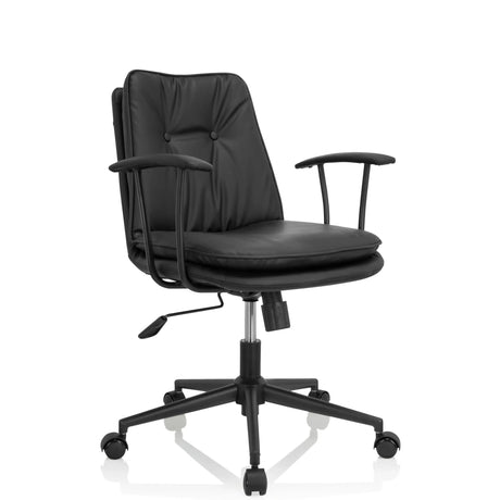 Sort Home Office kontorstol SMALLO med kunstlæderbetræk og armlæn fra hjh OFFICE
