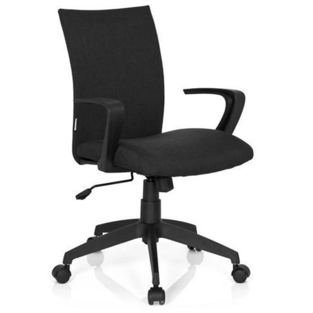 Home Office kontorstol SOFT med sort stofbetræk og armlæn fra hjh OFFICE