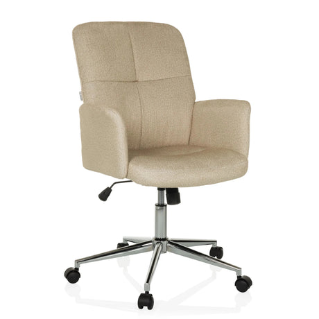 Home Office kontorstol SOLAO 400 med beige stofbetræk og blank stjernefod på hjul fra hjh OFFICE