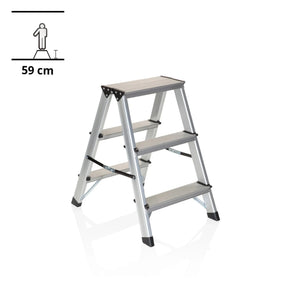 Aluminium foldestige SOLID med tre trin og en højde på 59 cm fra hjh OFFICE