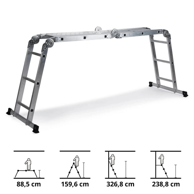 Aluminium Foldestige SOLID W3 med tolv trin i forskellige positioner fra hjh OFFICE