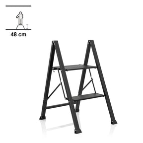 Sort Foldestige SOLID W5 med to trin og en højde på 48 cm fra hjh OFFICE