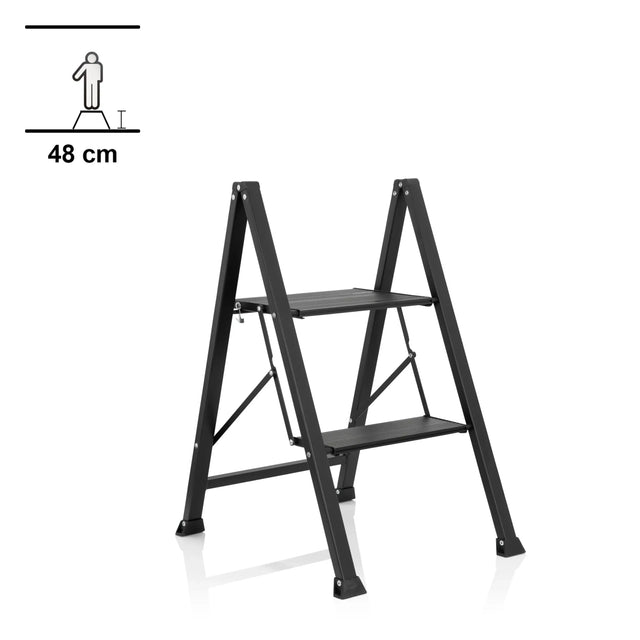Sort Foldestige SOLID W5 med to trin og en højde på 48 cm fra hjh OFFICE