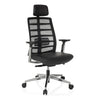 High End kontorstol SPINIO ELITE L med sort netbetræk og lædersæde fra hjh OFFICE