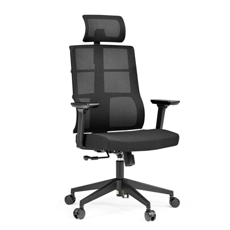 Professionel kontorstol SPINIO PRO i sort med netryglæn og nakkestøtte fra hjh OFFICE