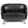 Sort loungesofa ST. LUCIA som to-personers sofa med blanke metalfødder fra hjh OFFICE