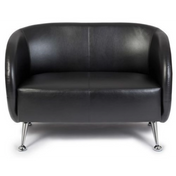 Sort loungesofa ST. LUCIA som to-personers sofa med blanke metalfødder fra hjh OFFICE