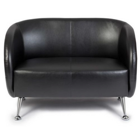 Sort loungesofa ST. LUCIA som to-personers sofa med blanke metalfødder fra hjh OFFICE