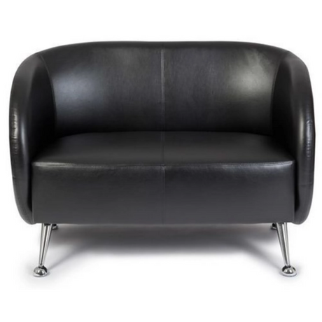Sort loungesofa ST. LUCIA som to-personers sofa med blanke metalfødder fra hjh OFFICE