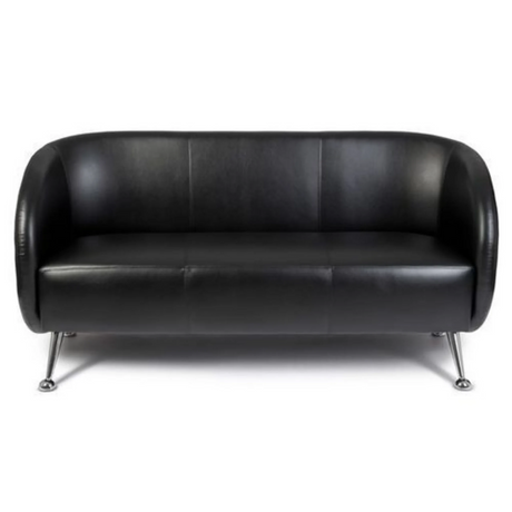 Sort loungesofa ST. LUCIA som tresæder med blanke metalfødder fra hjh OFFICE