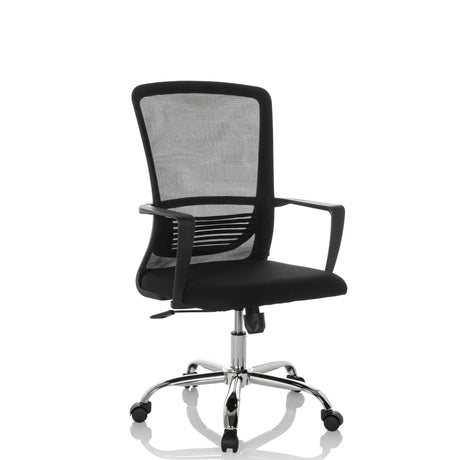 Home Office kontorstol STAR-TEC S i sort med netryglæn og blankt fodkryds fra hjh OFFICE