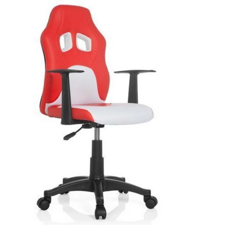 Drejestol til børn TEEN GAME AL i rød og hvid med to udskæringer i nakkestøtten fra hjh OFFICE