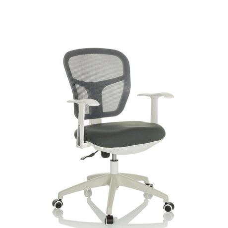 Grå Home Office kontorstol TOP 108 W med netryglæn og hvidt stel fra hjh OFFICE