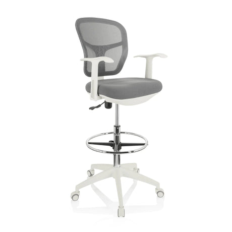 Grå Diskstol TOP WORK 108 W med netryglæn og hvid stjernefod fra hjh OFFICE