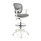 Grå Diskstol TOP WORK 108 W med netryglæn og hvid stjernefod fra hjh OFFICE