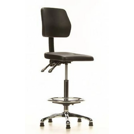 Sort diskstol TOP WORK 11 med fodring og forkromet stjernefod fra hjh OFFICE