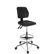 Sort Diskstol TOP WORK 11 I med fodring og forkromet stjernefod på hjul fra hjh OFFICE