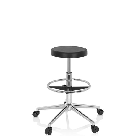 Sort Drejeskammel TOP WORK 14 I med forkromet stjernefod, fodring og hjul fra hjh OFFICE
