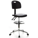 Sort Diskstol TOP WORK 23 med fodring og forkromet stjernefod på hjul fra hjh OFFICE