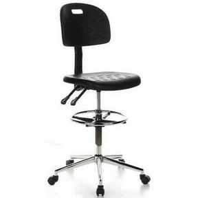 Sort Diskstol TOP WORK 23 med fodring og forkromet stjernefod på hjul fra hjh OFFICE