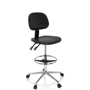 Sort Diskstol TOP WORK 24 I med fodring og fem hjul fra hjh OFFICE