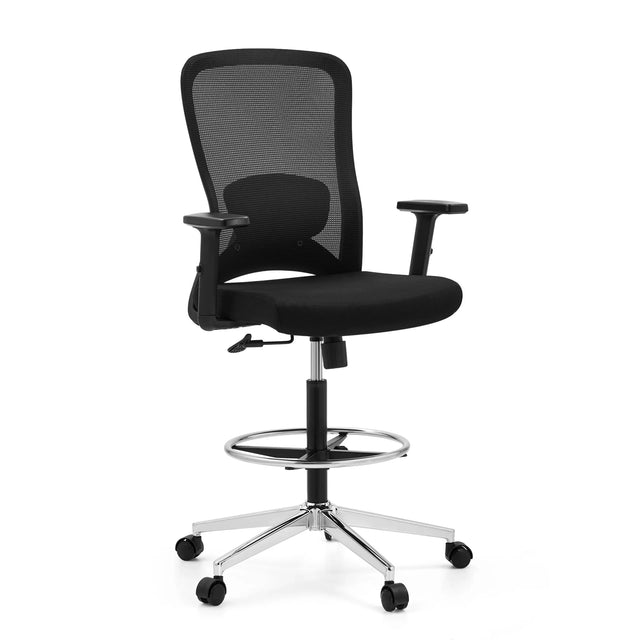 Sort Arbejdsstol Top Work 44 med netryglæn og forkromet fodkryds fra hjh OFFICE