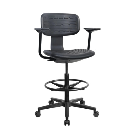 Sort diskstol TOP WORK B1 med armlæn, fodring og stjernefod med hjul fra hjh OFFICE