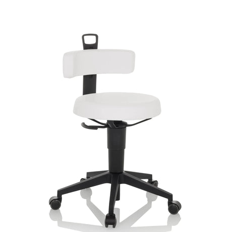 Hvid Drejeskammel TOP WORK FLEX PU med kunstlæderbetræk og sort krydsfod fra hjh OFFICE