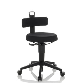 Sort Drejeskammel TOP WORK FLEX med stofbetræk, ryglæn og fem hjul fra hjh OFFICE