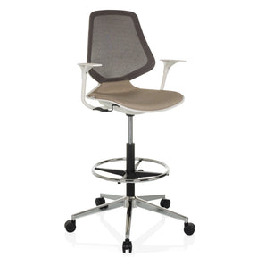 Beige Diskstol TOP WORK STYLE med netryglæn og fodring på hjul fra hjh OFFICE