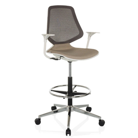 Beige Diskstol TOP WORK STYLE med netryglæn og fodring på hjul fra hjh OFFICE