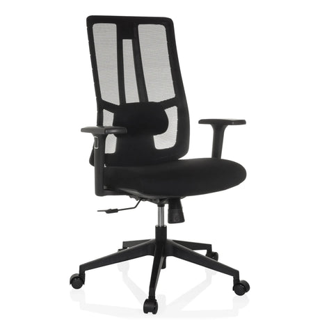 Sort Professionel kontorstol TRAMORE BASE med netryglæn og armlæn fra hjh OFFICE