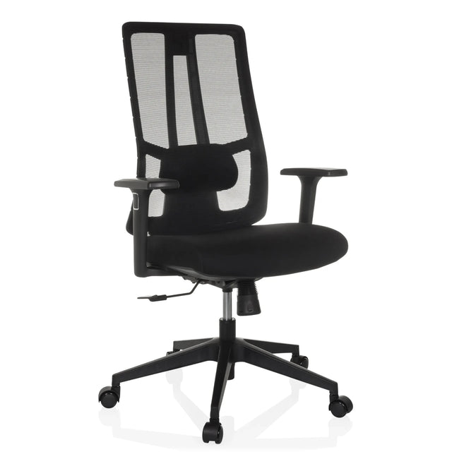 Sort Professionel kontorstol TRAMORE BASE med netryglæn og armlæn fra hjh OFFICE