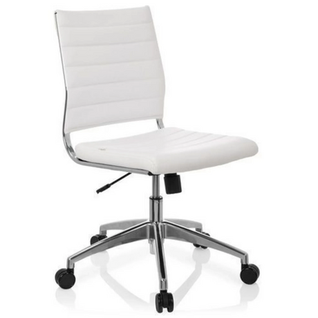Professionel kontorstol TRISHA med hvidt betræk og forkromet fodkryds fra hjh OFFICE