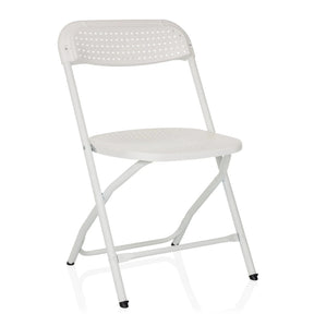 Weißer Outdoor-Stuhl TUDELA XXL PRO W mit perforierter Sitzfläche und Rückenlehne von hjh OFFICE
