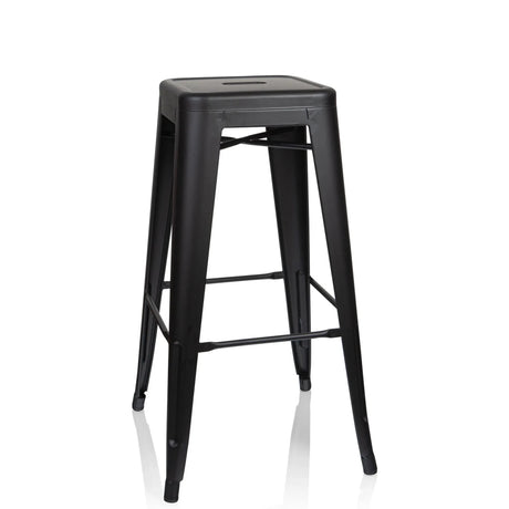 Sort Barstol VANTAGGIO HIGH i mat design med fire ben og fodstøtter fra hjh OFFICE