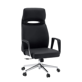 Sort Professionel chefstol VELVET ECO med kromstel og tæpperuller fra hjh OFFICE