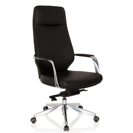 Sort Professionel chefstol VELVET med blanke aluminiumsarmlæn og stjernefod fra hjh OFFICE
