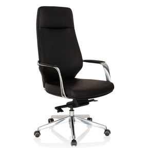 Sort Professionel chefstol VELVET med blanke aluminiumsarmlæn og stjernefod fra hjh OFFICE