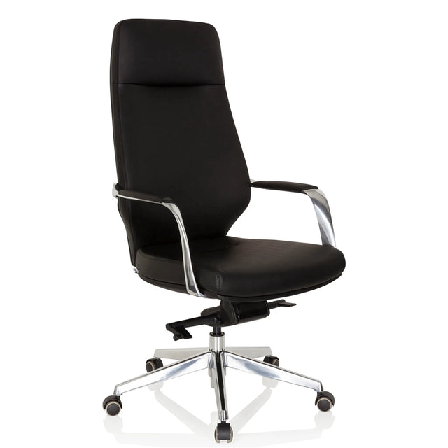 Sort Professionel chefstol VELVET med blanke aluminiumsarmlæn og stjernefod fra hjh OFFICE
