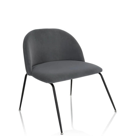 Grå Polstret stol VELVO med afrundet ryglæn og slanke sorte metalben fra hjh OFFICE