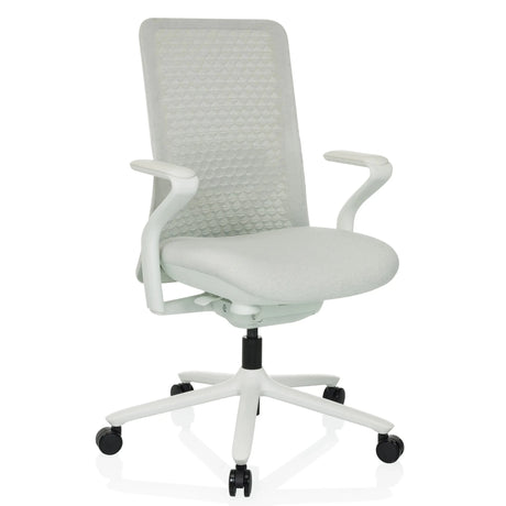 High End kontorstol VERVIO i lysegrå med netryglæn og krydsfod med hjul fra hjh OFFICE
