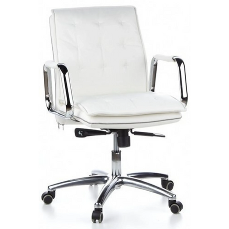 Professionel chefstol VILLA 10 i cremehvid med quiltet polstring og kromstel fra hjh OFFICE