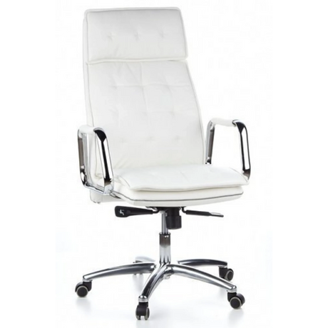 Professionel chefstol VILLA 20 i crem hvid med quiltet polstring og forkromet fodkryds fra hjh OFFICE