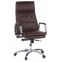 Profi-Chefsessel VILLA 20 mit braunem Kunstlederbezug und verchromten Armlehnen von hjh OFFICE