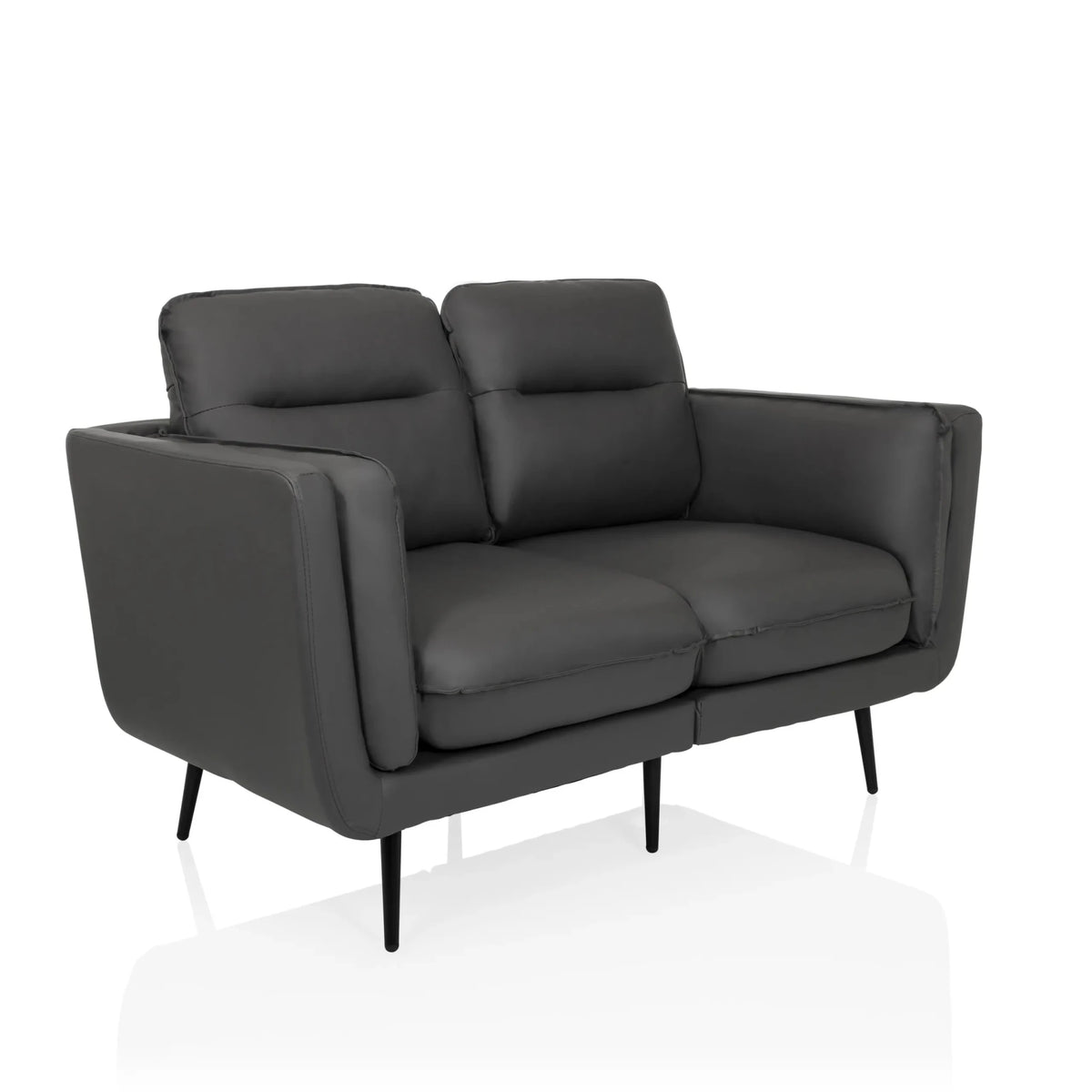 Grå loungesofa VINTALUX med to siddepladser og slanke sorte ben fra hjh LIVING
