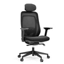 Sort Professionel kontorstol Vivadapt med netryglæn, nakkestøtte og armlæn fra hjh OFFICE